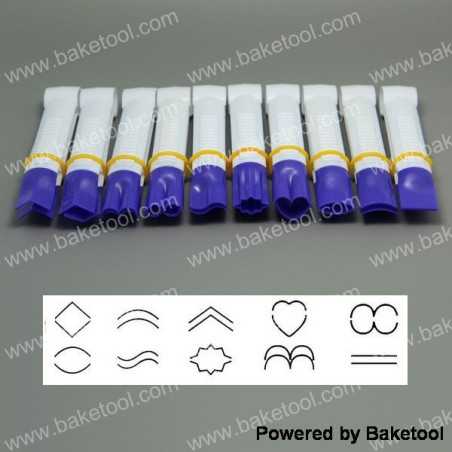 Lot de 10 pinces larges 'Baketool' Embouts Fantaisies Lisses