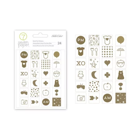 Bonnes affaires -70% : Autocollants 'Studio Calico - 7 Paper' Clara Icônes dorés Qté 24