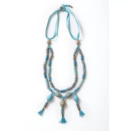 IDEES CREATIVES : Tuto - Réception chic - Le sautoir bleu « papier » son collier, son bracelet et ses boucles d’oreilles