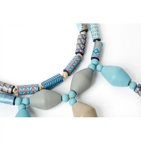 Tuto - Réception chic - Le sautoir bleu « papier » son collier, son bracelet et ses boucles d’oreilles