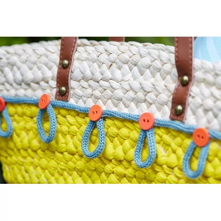 Tuto - Customisation de sacs de vacances - Le sac en osier - Le sac avec les boutons