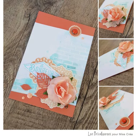 IDEES CREATIVES : Tuto : Confectionner une carte avec les tampons transparents Fonds Grunge 2 de MISS CREA, par les Bricolheu...