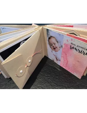 IDEES CREATIVES : Tuto : Réalisez un album livre de naissance de la planche MES P'TITS SOUVENIRS de MISS CREA, par Laetitia B