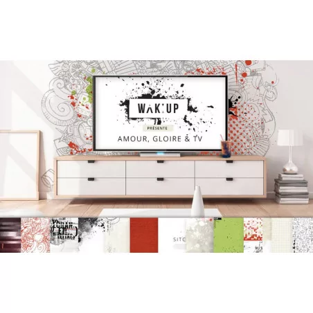 17 Autocollants 'WAK'UP - Amour Gloire et TV' Etiquettes fantaisies
