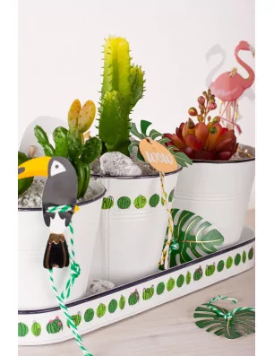 AFFAIRES : Plateau en zinc avec 3 pots 'Rayher' 30.5x2.5 cm