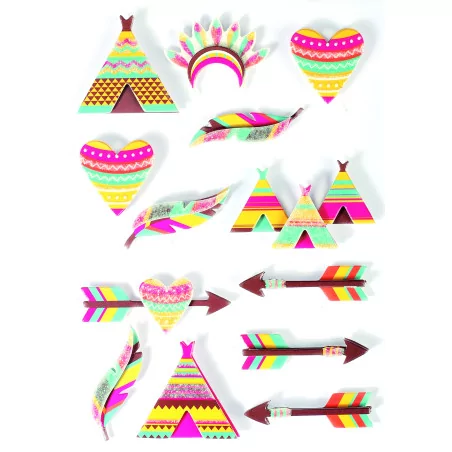 SCRAPBOOKING : 8 Autocollants 3D 'Graine Créative by PW' Navajo