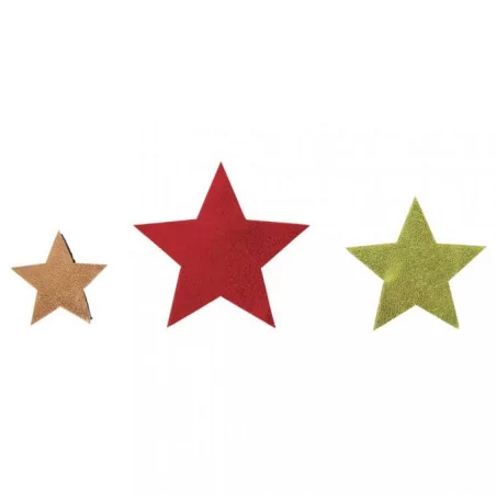 SCRAPBOOKING : 12 Embellissements en similicuir 'Rayher' Etoiles 2.5 cm à 4.5 cm