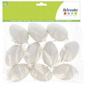 SUPPORTS A DECORER : Lot de 10 œufs ' Artemio' 6 cm Blanc