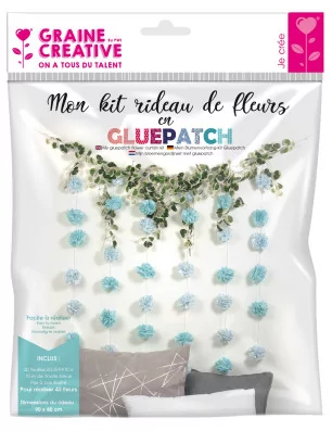 AFFAIRES : Kit Rideau de fleurs en gluepatch 'Graine Créative by PW' Bleu