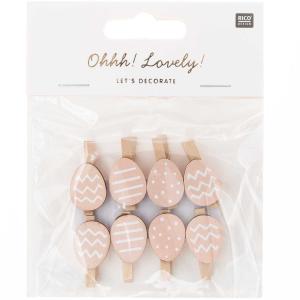 Lot de 8 pinces à linge bois 'Rico Design-Ohhh! Lovely! " Oeufs de pâques 