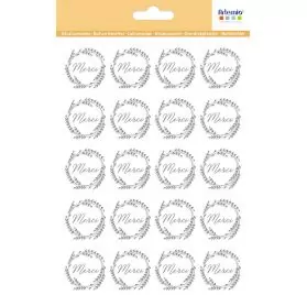 SCRAPBOOKING : Décalcomanies A5 'Artemio - Mariage' 20x Merci Argent