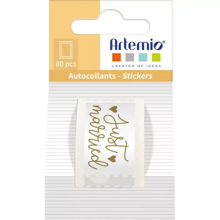 SCRAPBOOKING : 80 Autocollants 'Artemio - Mariage' Timbres Just Married