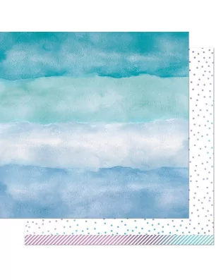 PAPIERS SCRAPBOOKING : Papier double 30x30 'Lawn Fawn - Watercolor Wishes Rainbow' Larimar