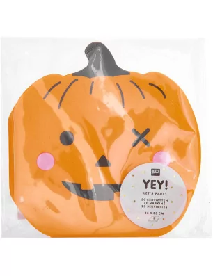 HALLOWEEN : 20 Serviettes 33x33 'Rico Design - Let's Party' Citrouille