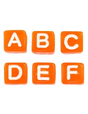BIJOUX : Sachet de 400 Perles lettres acryliques 'La Fourmi Créative' Orange/Blanc 6 mm