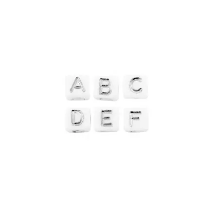 BIJOUX : Sachet de 400 Perles lettres acryliques 'La Fourmi Créative' Blanc/ argent 5 mm