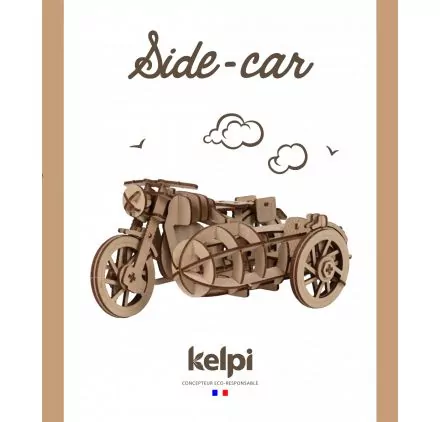 MAQUETTES POUR ENFANTS : Maquette 3D en bois 'Kelpi' Side-car 25 cm x 18 cm MAQUETTES POUR ENFANTS : Maquette 3D en bois 'Kelpi' Side-car 25 cm x 18 cm