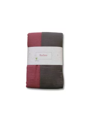 ART DU FIL : Coupon de tissu 'BeaLena' Gaze de coton Bicolore Framboise/Gris 135 cm x 100 cm