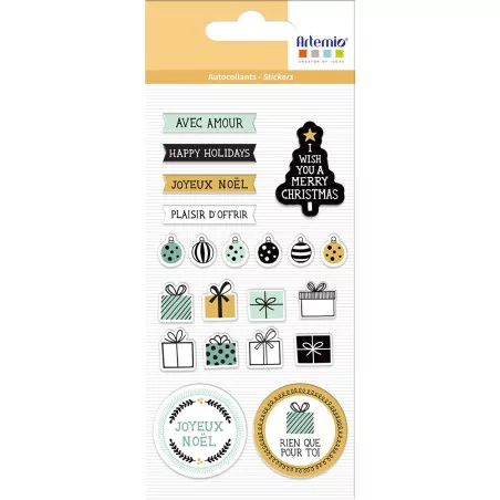 SCRAPBOOKING : Autocollants puffy 'Artemio - Imagine Christmas' Cadeaux