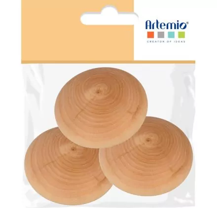 SUPPORTS A DECORER : Lot de 3 galets en bois 'Artemio' 7 cm SUPPORTS A DECORER : Lot de 3 galets en bois 'Artemio' 7 cm