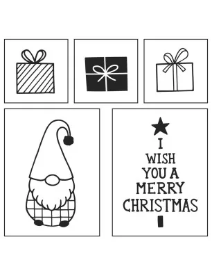 SCRAPBOOKING : Set de 5 tampons bois 'Artemio - Imagine Christmas' 11.6x11.6x4 cm