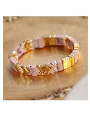 BIJOUX : Perle tile 'La Fourmi Créative' Rectangle Blanc 8x4 mm