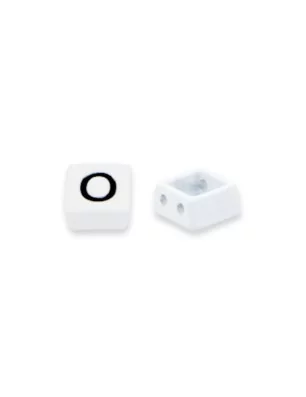 BIJOUX : Perle tile 'La Fourmi Créative' Lettre O Blanc/Noir 8x8 mm