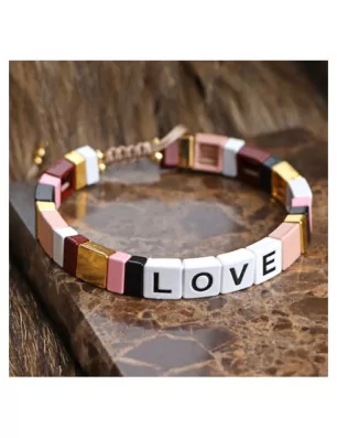 BIJOUX : Perle tile 'La Fourmi Créative' Lettre O Blanc/Noir 8x8 mm