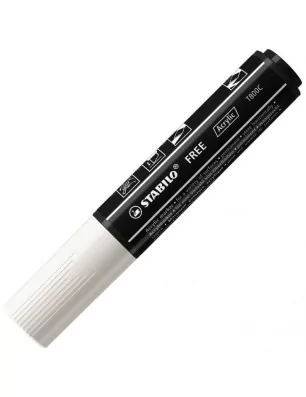 COULEURS ET ECRITURES : Marqueur acrylique 'STABILO' FREE T800C Blanc 4-10 mm