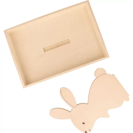 Plateau en bois 'Artemio - Les Poulettes' Lapin 25x17x4.5 cm