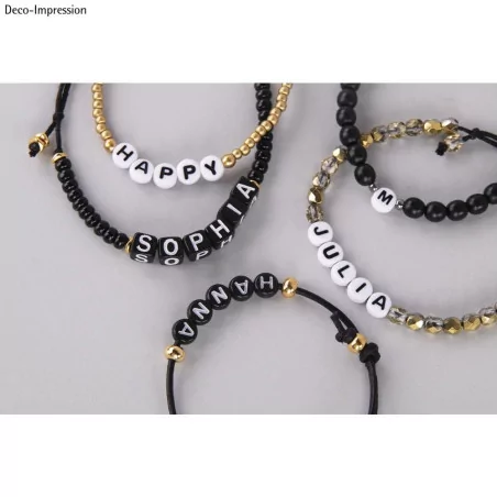 Perles rondes en plastique 'Rayher' Lettres Blanc 9 mm
