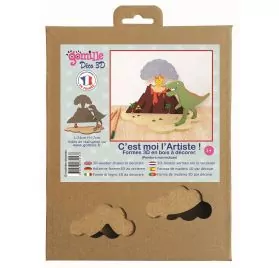 SUPPORTS A DECORER : Kit Déco en bois 3D 'Gomille' Tyrex et volcan 24 cm x 17 cm