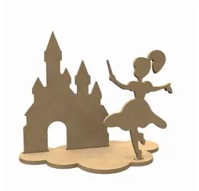 Kit Déco en bois 3D 'Gomille' Fée et Chateau 24 cm x 17 cm