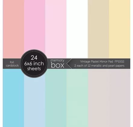 PAPIERS SCRAPBOOKING : Assortiment de 24 papiers unis 15x15 'Memorybox' Métallisés Pastels
