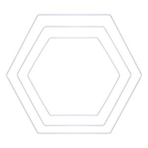 SUPPORTS A DECORER : Lot de 3 anneaux hexagone en métal 'Rayher' Blanc 3 Tailles