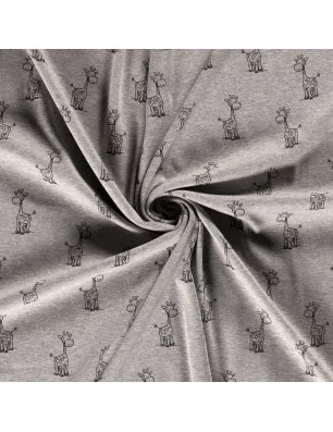 ART DU FIL : Tissu Sweat polaire alpin '3B Com' Imprimé Gris 150 cm par 50 cm (à la coupe)