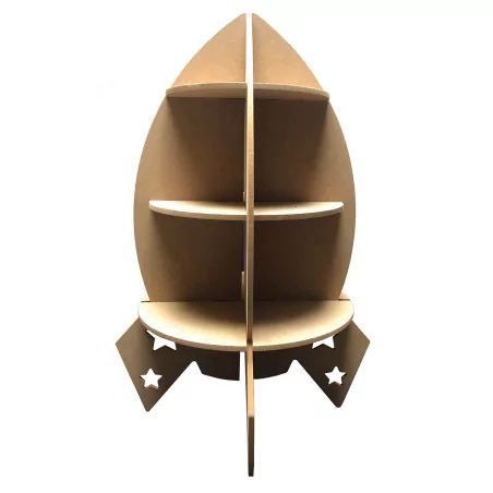 SUPPORTS A DECORER : Support en bois 'Gomille' Fusée 3D 28x58 cm