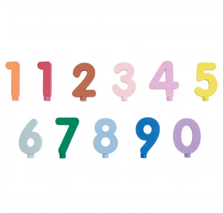 ENFANTS : Chiffres en bois de 0 à 9 'Rico Design' Multicolore 11pièces