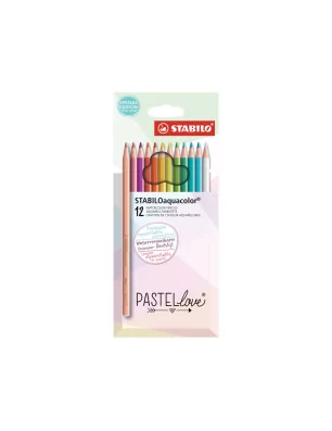 CRAYONS COULEURS : Set de 12 crayons de couleur aquarellables 'STABILO' Pastellove