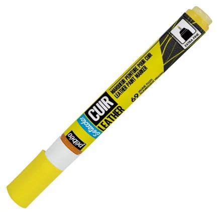 PEINTURE POUR CUIR : Marqueur peinture pour cuir 'Pébéo - Setacolor Cuir' Jaune fluo PEINTURE POUR CUIR : Marqueur peinture pour cuir 'Pébéo - Setacolor Cuir' Jaune fluo