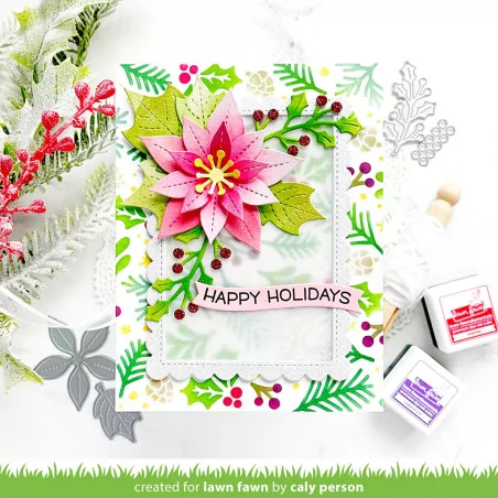3 Pochoirs 'Lawn Fawn' Winter Sprigs Background 