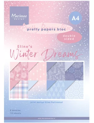 PAPIERS A4 : Assortiment A4 de 16 papiers décorés 'Marianne Design' Eline's Winter Dreams
