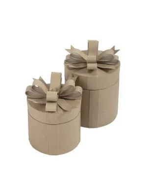 SUPPORTS A DECORER : Lot de 2 boîtes cadeaux en papier mâché 'Decopatch' Rondes