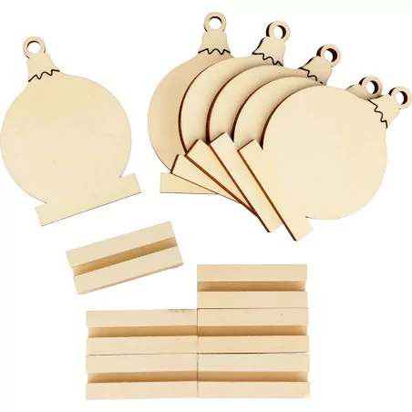 Lot de 6 marque-places en bois 'Artemio' Boules