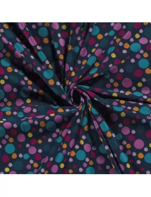 ART DU FIL : Tissu Sweat polaire alpin '3B Com' Imprimé Pois bleu marine 150 cm par 50 cm (à la coupe)