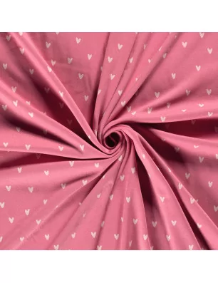 ART DU FIL : Tissu Sweat polaire alpin '3B Com' Imprimé Coeurs rose 150 cm par 50 cm (à la coupe)