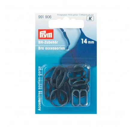 ART DU FIL : Lot d'accessoires soutien-gorge 'Prym' Noir 14 mm