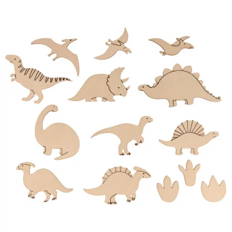 Lot de 20 Silhouettes en bois 'Artemio - Dinos & Co'