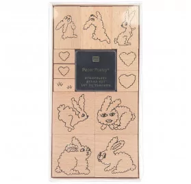 SCRAPBOOKING : Set de tampons bois 'Rico Design - Paper Poetry' Lapins