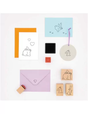 SCRAPBOOKING : Set de tampons bois 'Rico Design - Paper Poetry' Lapins